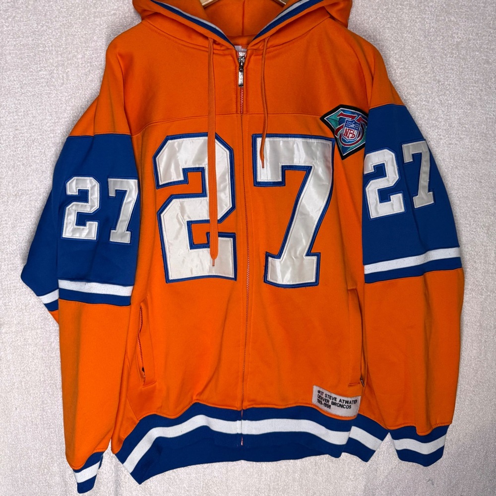 Mitchell & Ness Steve Atwater #27 Denver Broncos Hoodie Mens 54 XXL NFL